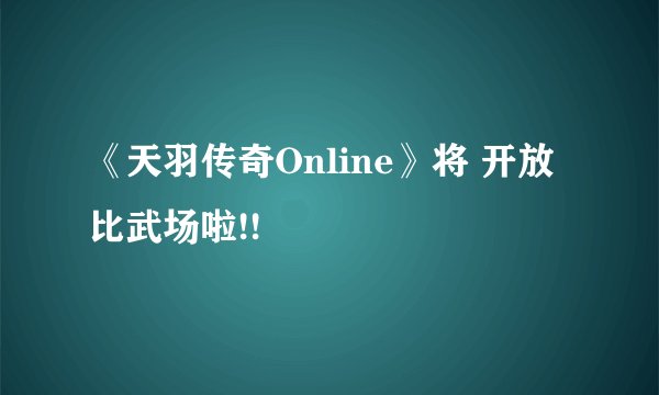 《天羽传奇Online》将 开放比武场啦!!