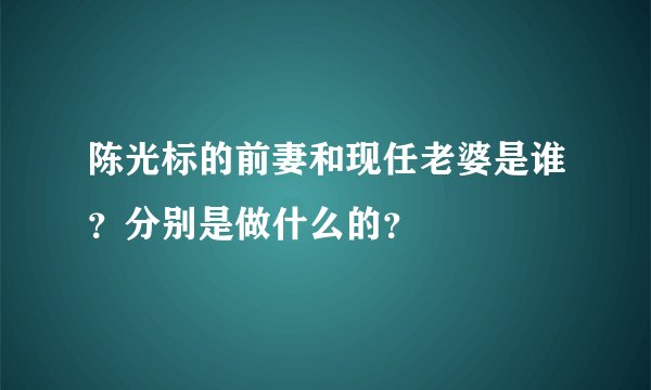 陈光标的前妻和现任老婆是谁？分别是做什么的？