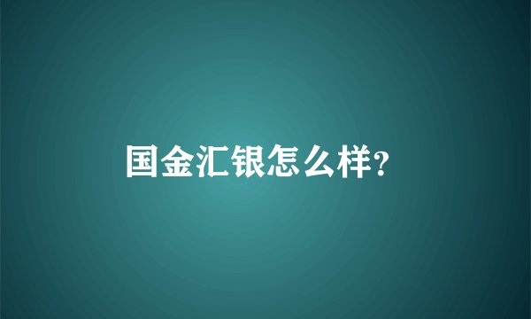 国金汇银怎么样？