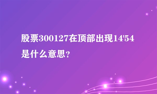 股票300127在顶部出现14'54是什么意思？