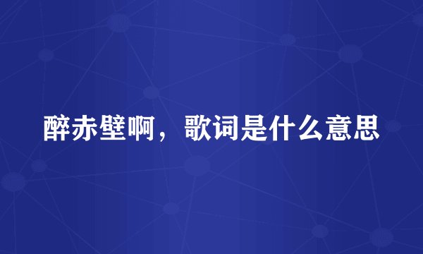 醉赤壁啊，歌词是什么意思