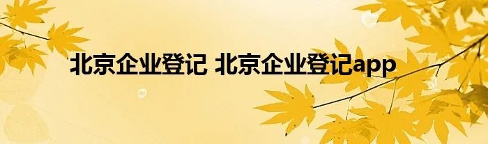 北京企业登记 北京企业登记app