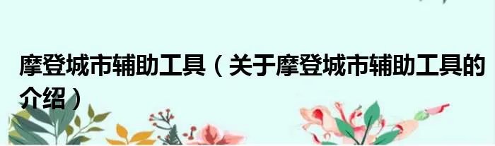 摩登城市辅助工具（关于摩登城市辅助工具的介绍）