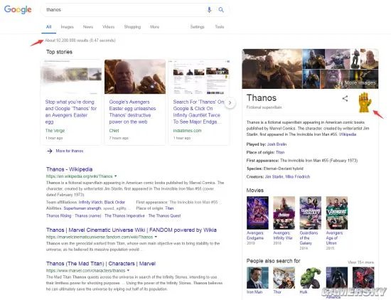 谷歌“灭霸”彩蛋：搜索瞬间蒸发一半 再点下全复活