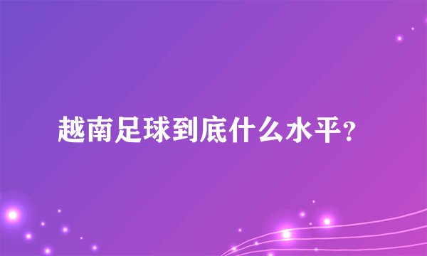 越南足球到底什么水平？
