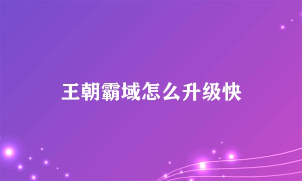 王朝霸域怎么升级快
