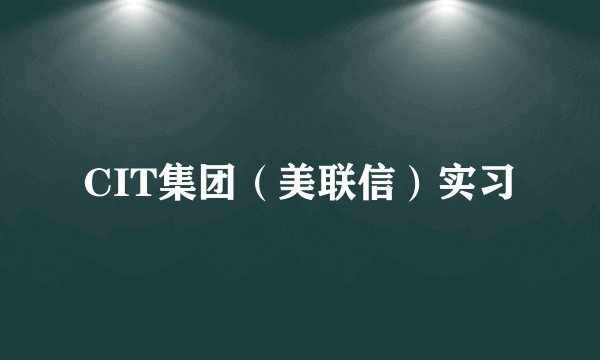 CIT集团(美联信)实习