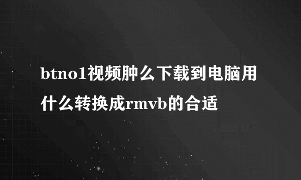 btno1视频肿么下载到电脑用什么转换成rmvb的合适