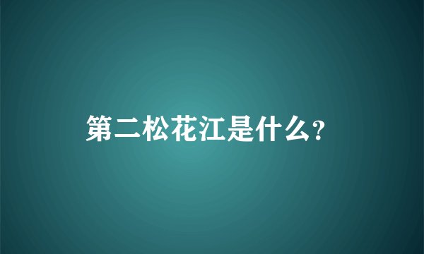 第二松花江是什么？