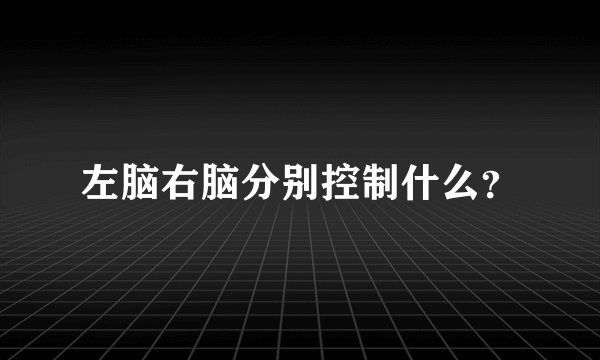 左脑右脑分别控制什么？