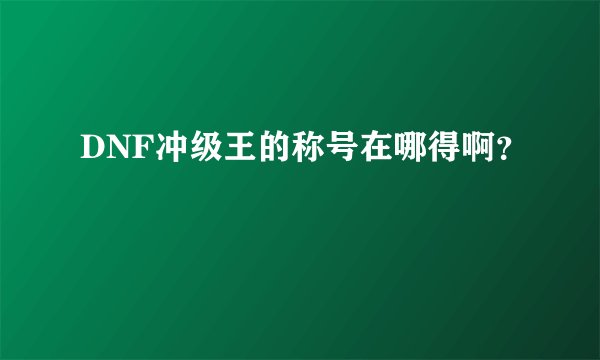 DNF冲级王的称号在哪得啊？