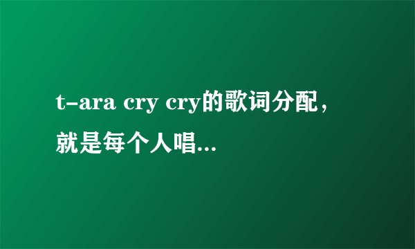 t-ara cry cry的歌词分配，就是每个人唱的是哪里