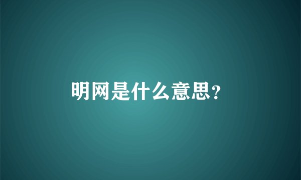 明网是什么意思？
