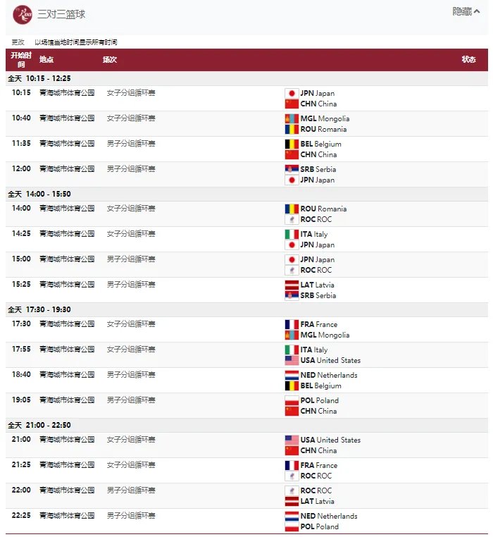 2021东京奥运会7月26日比赛详细赛程