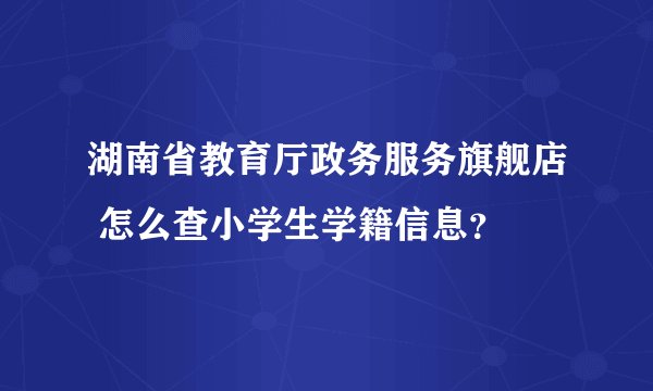 湖南省教育厅政务服务旗舰店 怎么查小学生学籍信息？