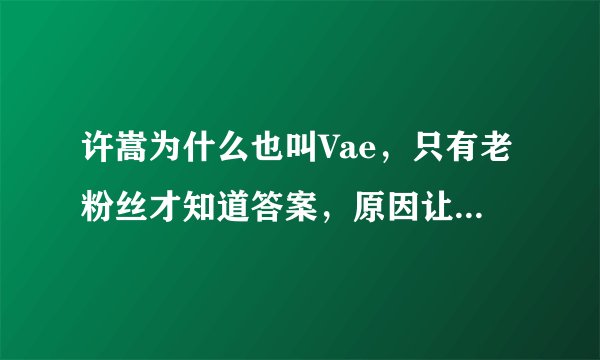 许嵩为什么也叫Vae,只有老粉丝才知道答案,原因让人感动!