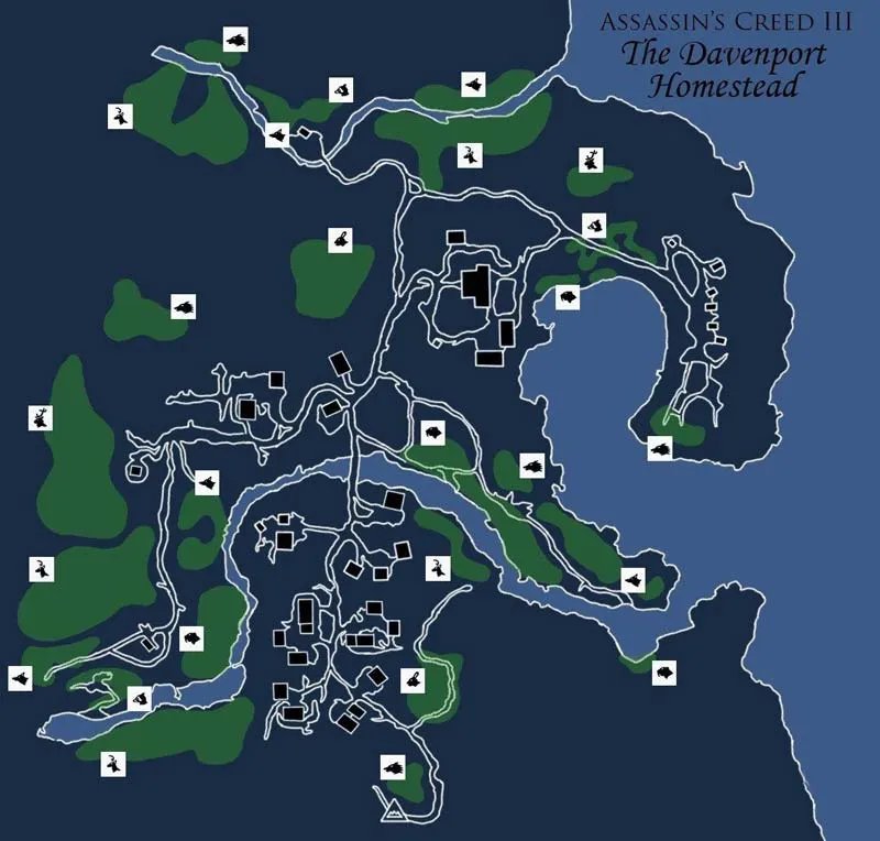 刺客信条3狩猎地图大全 全动物分布位置(图文)