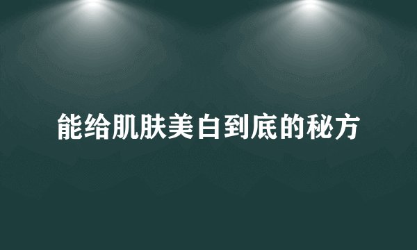 能给肌肤美白到底的秘方