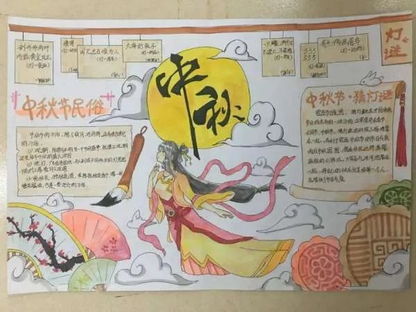 中秋节手抄报一等奖 最美有字