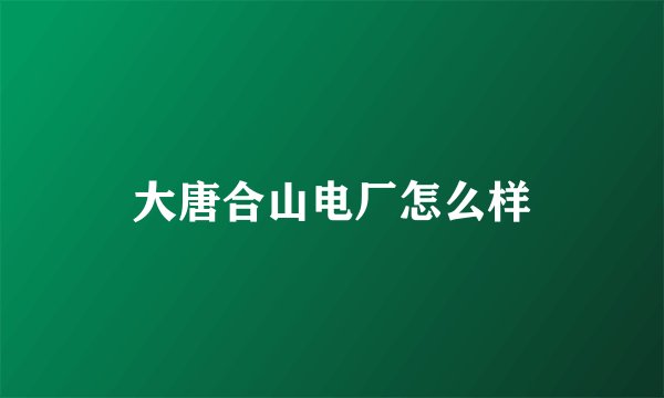 大唐合山电厂怎么样