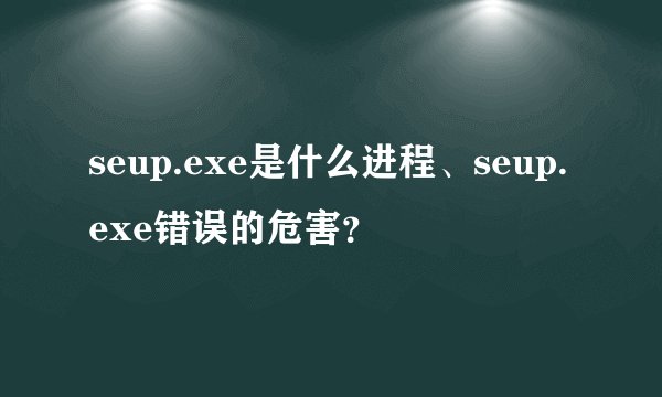 seup.exe是什么进程、seup.exe错误的危害？