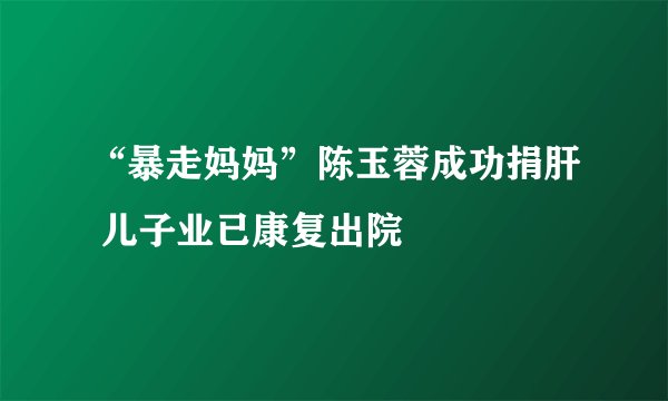 “暴走妈妈”陈玉蓉成功捐肝 儿子业已康复出院