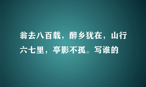 翁去八百载，醉乡犹在，山行六七里，亭影不孤。写谁的