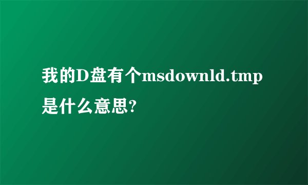 我的D盘有个msdownld.tmp是什么意思?