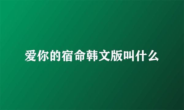 爱你的宿命韩文版叫什么