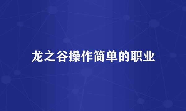 龙之谷操作简单的职业