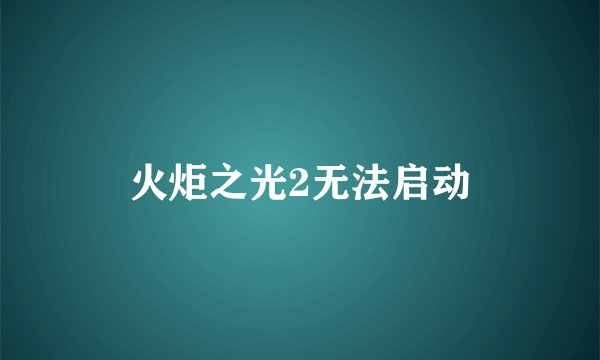 火炬之光2无法启动