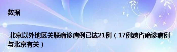 数据 | 北京以外地区关联确诊病例已达21例（17例跨省确诊病例与北京有关）