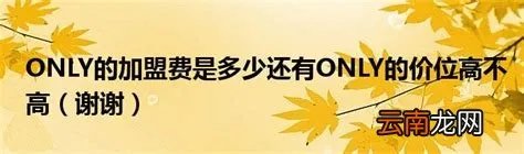 2023年only加盟费多少钱