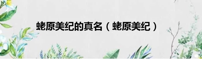蛯原美纪的真名（蛯原美纪）