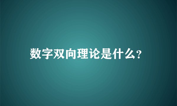 数字双向理论是什么？