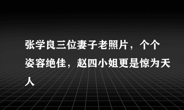 张学良三位妻子老照片，个个姿容绝佳，赵四小姐更是惊为天人
