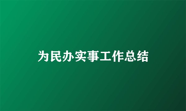 为民办实事工作总结