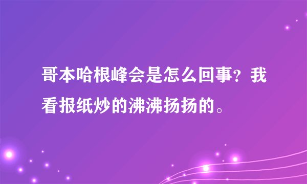 哥本哈根峰会是怎么回事？我看报纸炒的沸沸扬扬的。