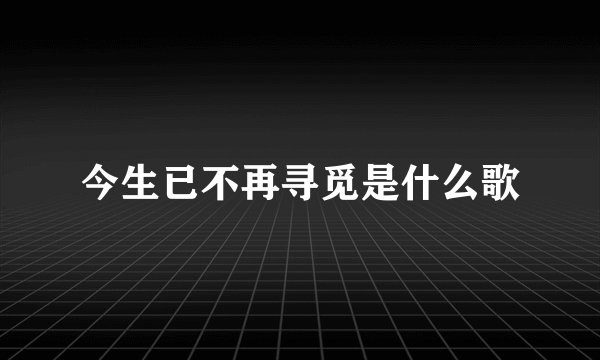 今生已不再寻觅是什么歌