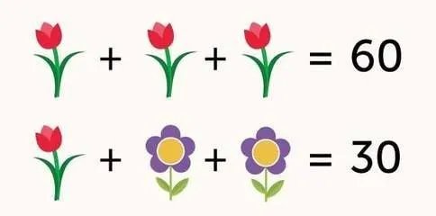 “三朵花相加等于60”的图片有哪些？