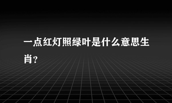 一点红灯照绿叶是什么意思生肖？