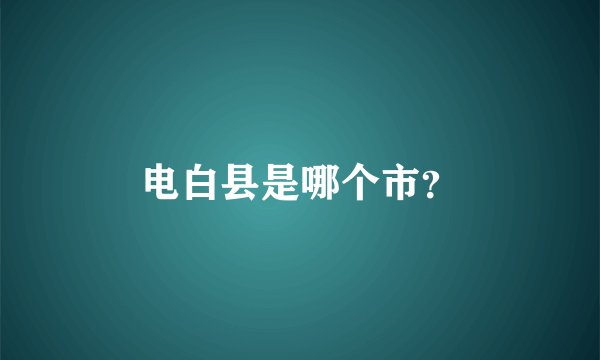 电白县是哪个市？