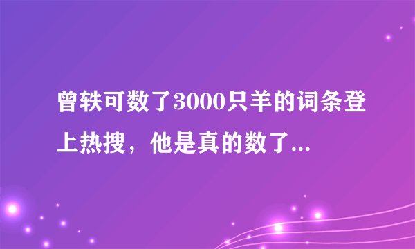 曾轶可数了3000只羊的词条登上热搜，他是真的数了3000只羊吗？