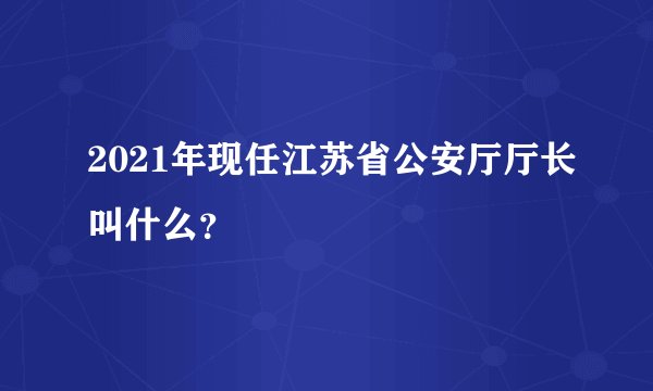 2021年现任江苏省公安厅厅长叫什么？