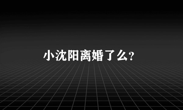 小沈阳离婚了么？