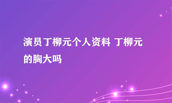 演员丁柳元个人资料 丁柳元的胸大吗