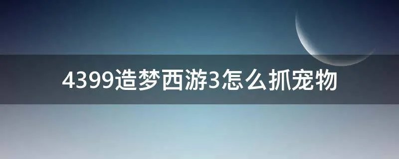 4399造梦西游3怎么抓宠物