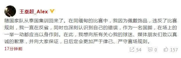 王燊超就什么事道歉？