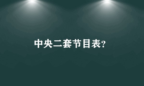 中央二套节目表？