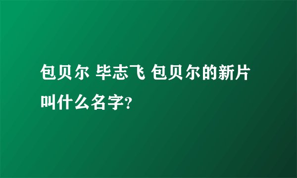 包贝尔 毕志飞 包贝尔的新片叫什么名字？